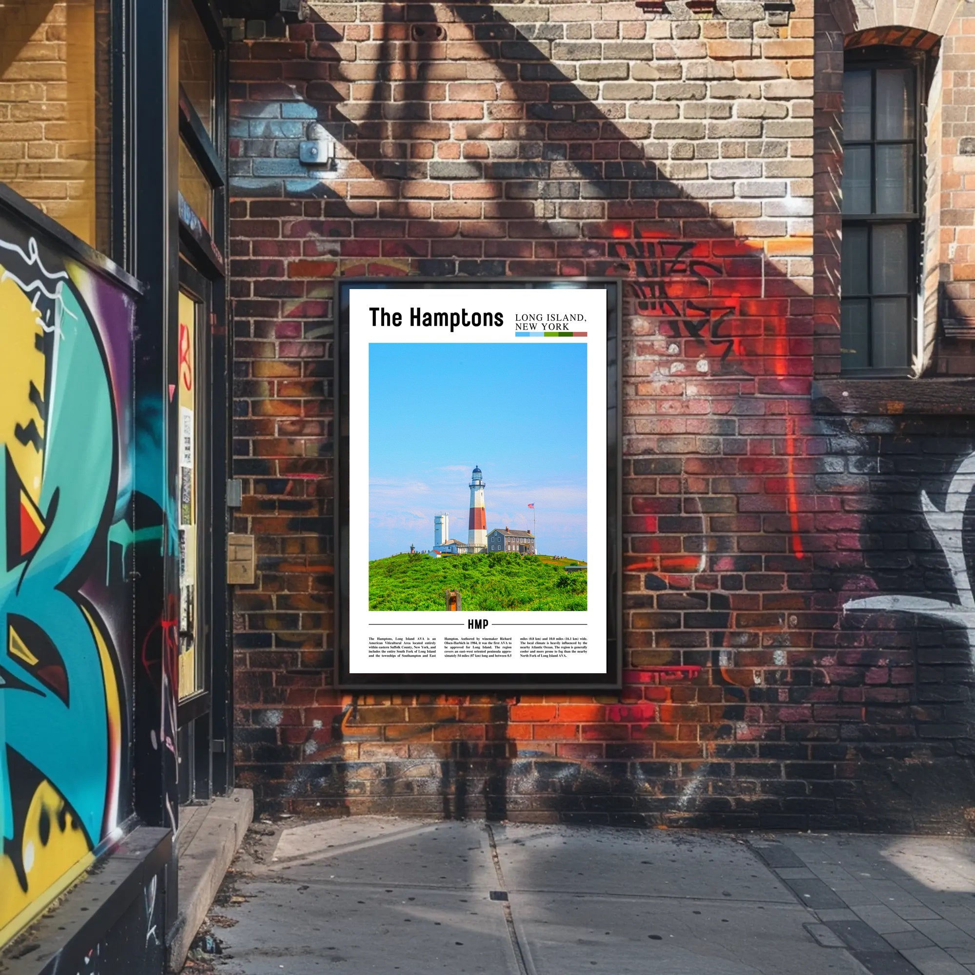 Hamptons Coastal Lighthouse Landscape Travel Poster PosterGoat