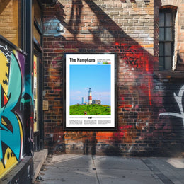 Hamptons Coastal Lighthouse Landscape Travel Poster PosterGoat