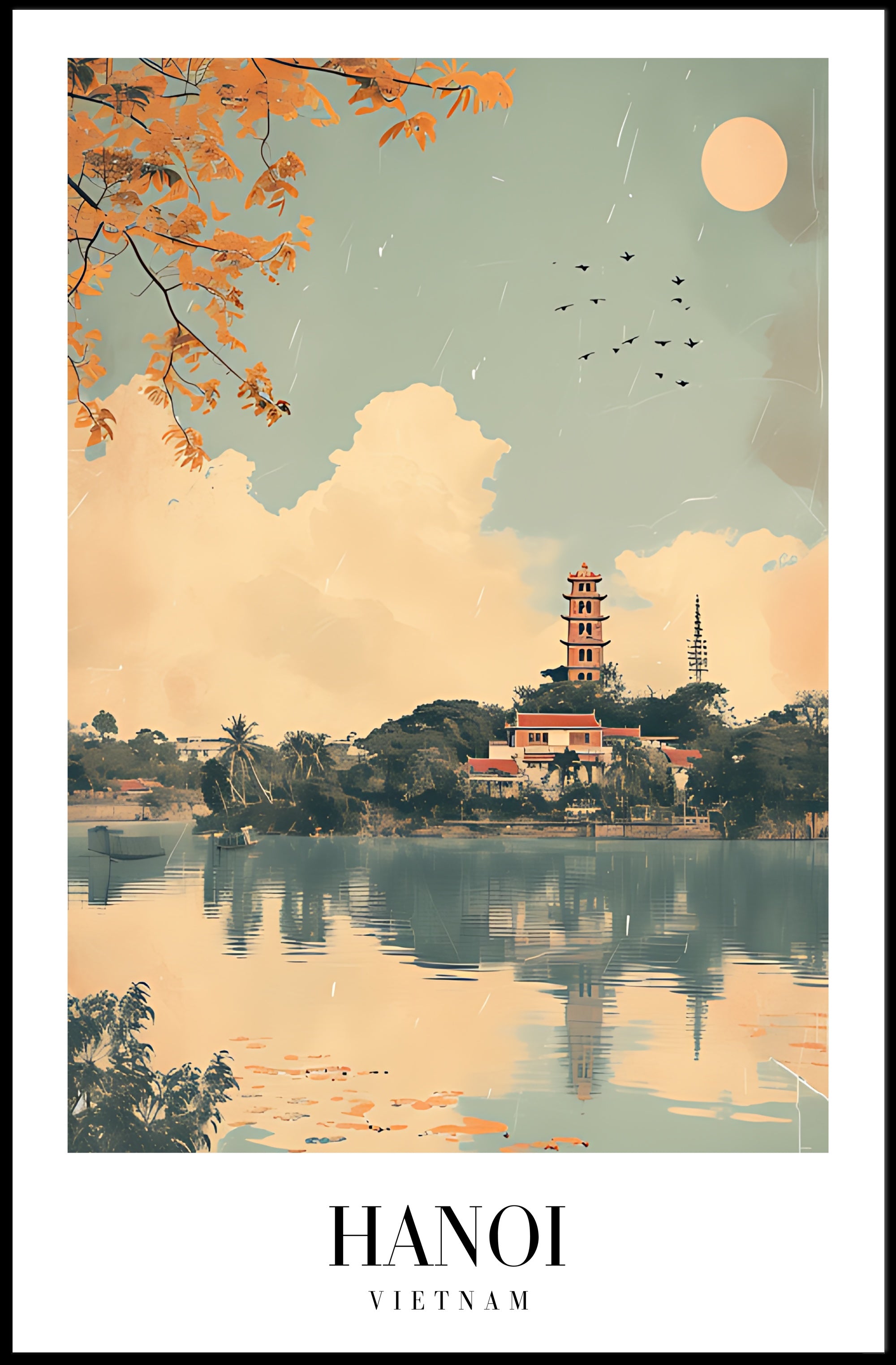 Hanoi Tranquility Scene Art Print Travel Poster PosterGoat