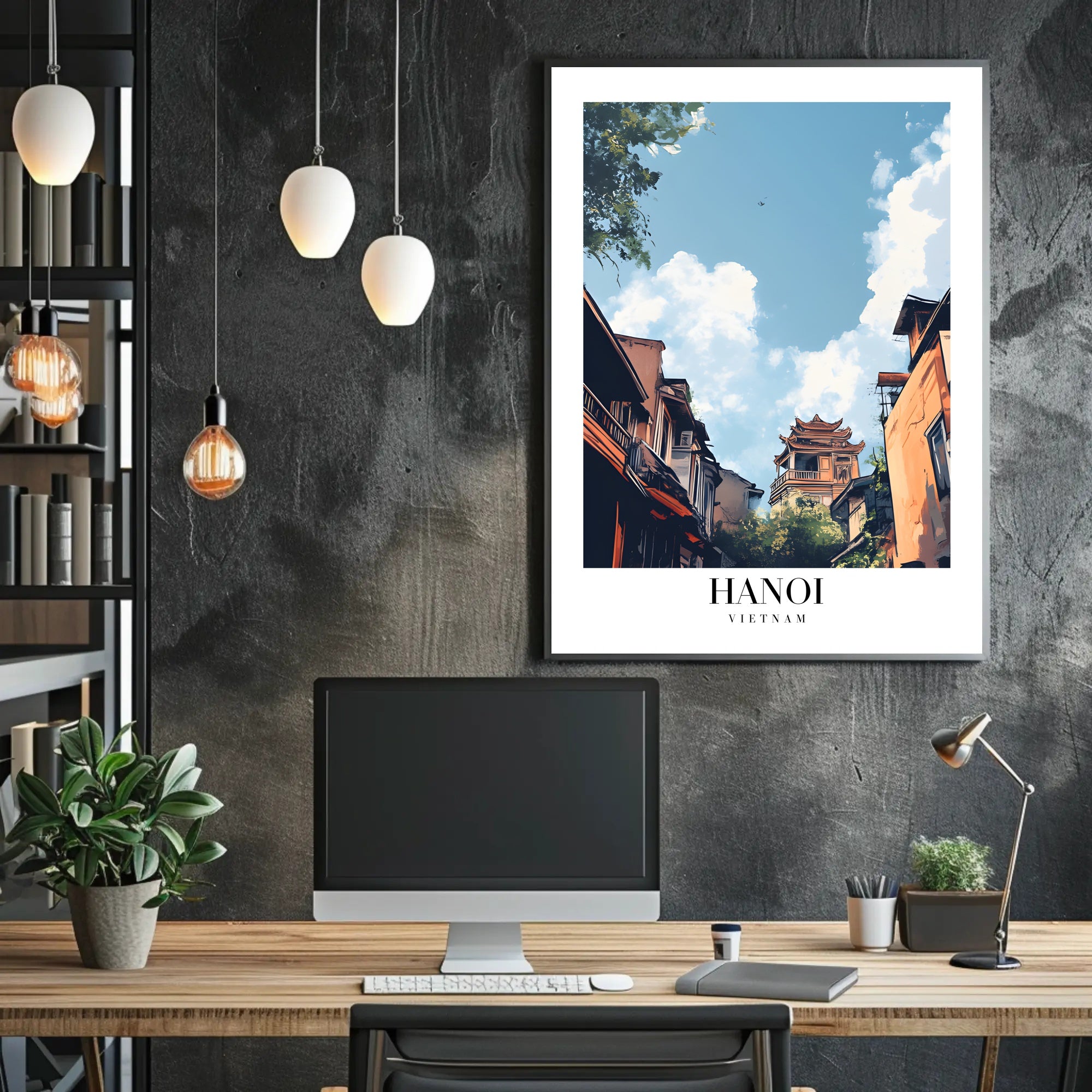 Hanoi's Scenic Urban Panorama: Travel Poster PosterGoat