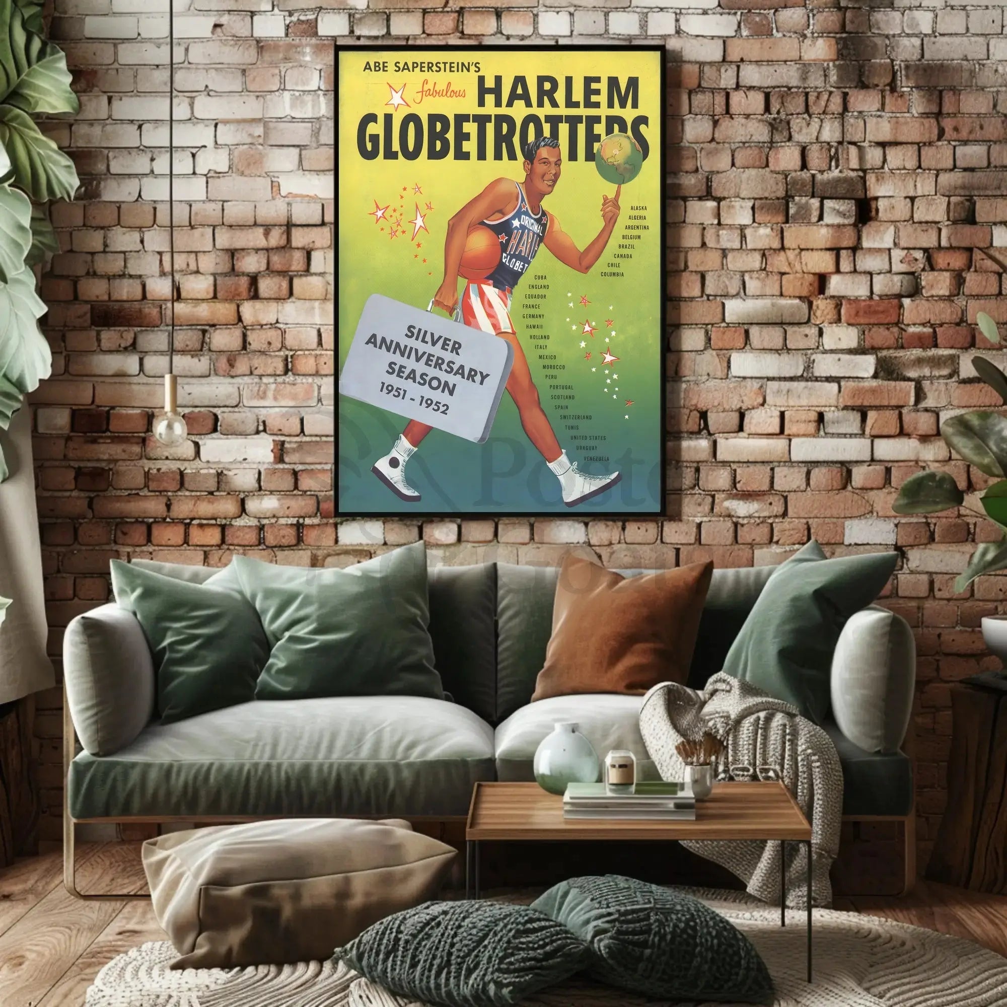 Harlem Globetrotters Silver Anniversary Sports Poster PosterGoat
