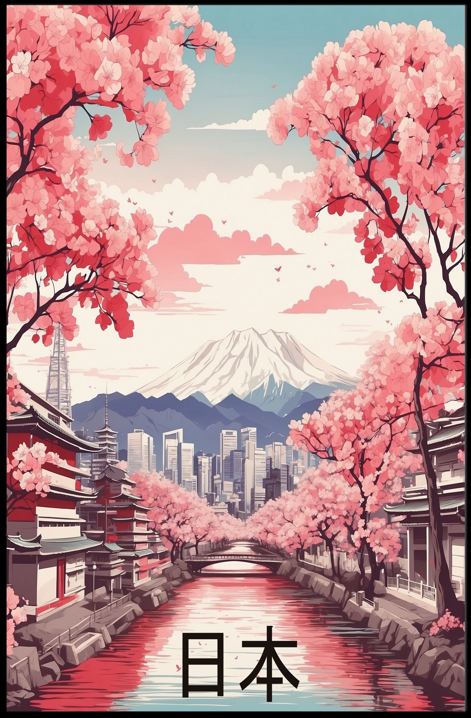 Harmony of Traditional and Modern Japan Cultural Poster PosterGoat