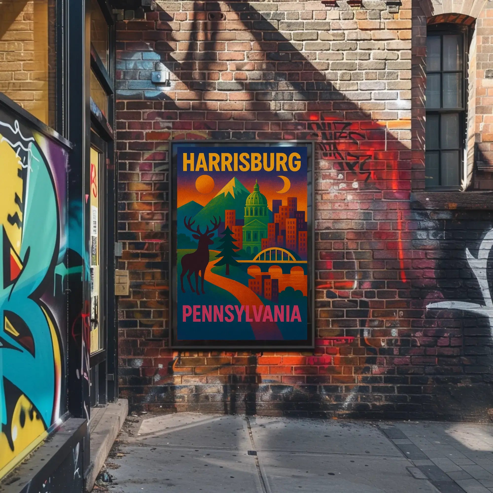 Harrisburg Pennsylvania Retro Abstract Poster PosterGoat