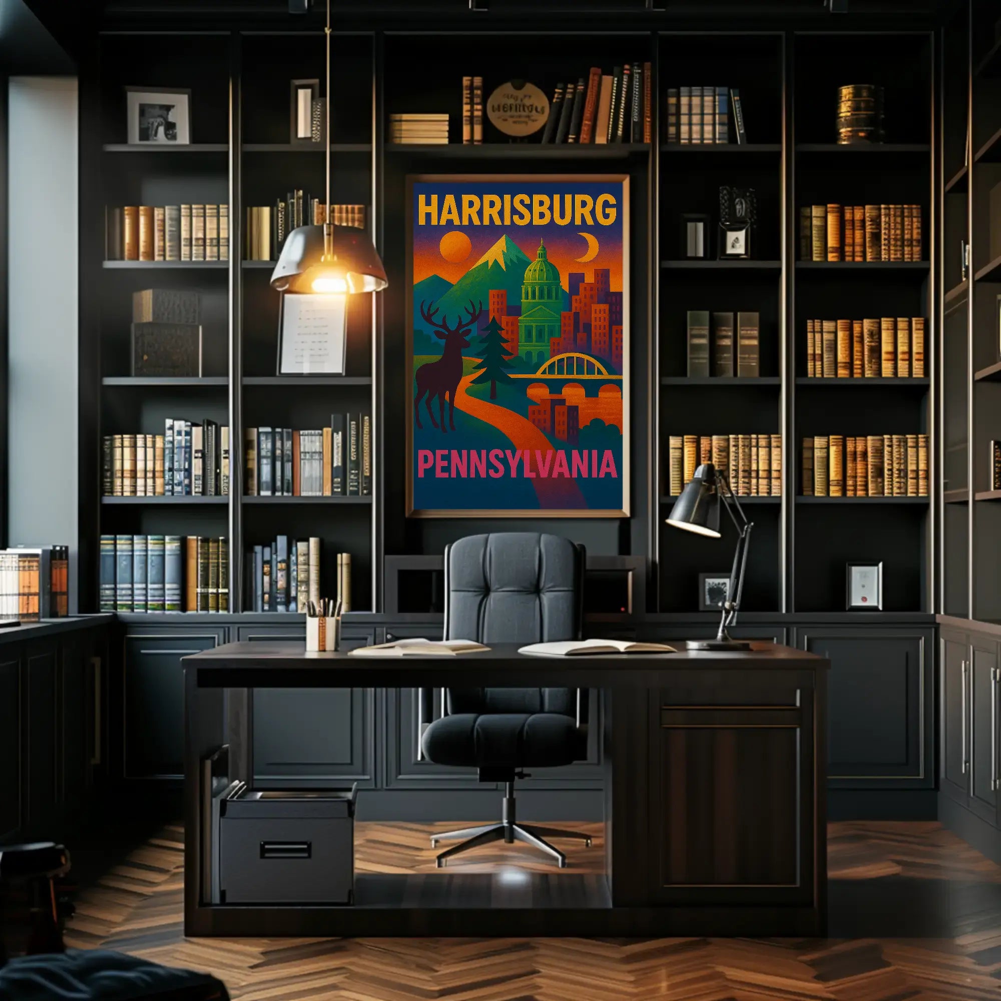 Harrisburg Pennsylvania Retro Abstract Poster PosterGoat