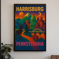 Harrisburg Pennsylvania Retro Abstract Poster PosterGoat