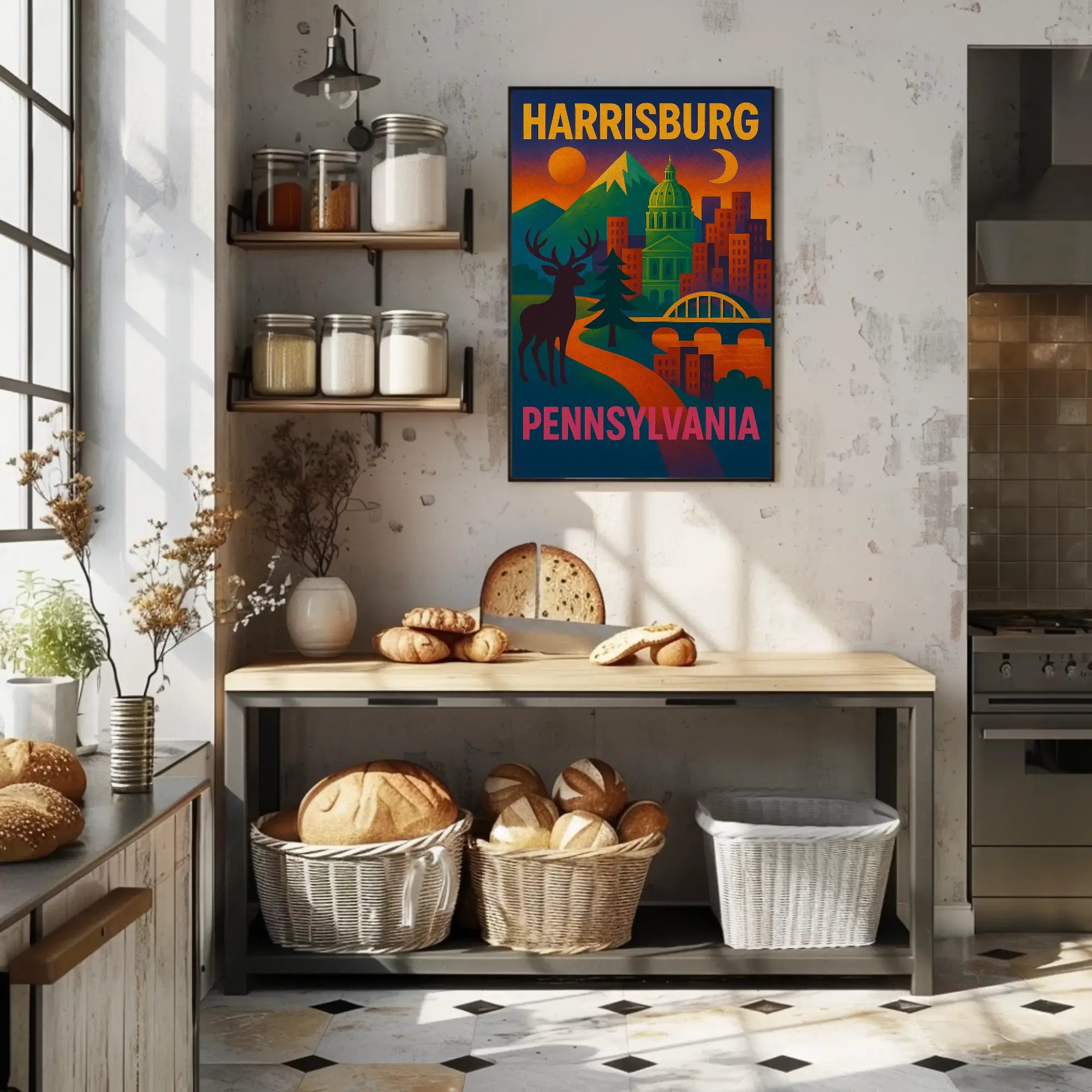 Harrisburg Pennsylvania Retro Abstract Poster PosterGoat
