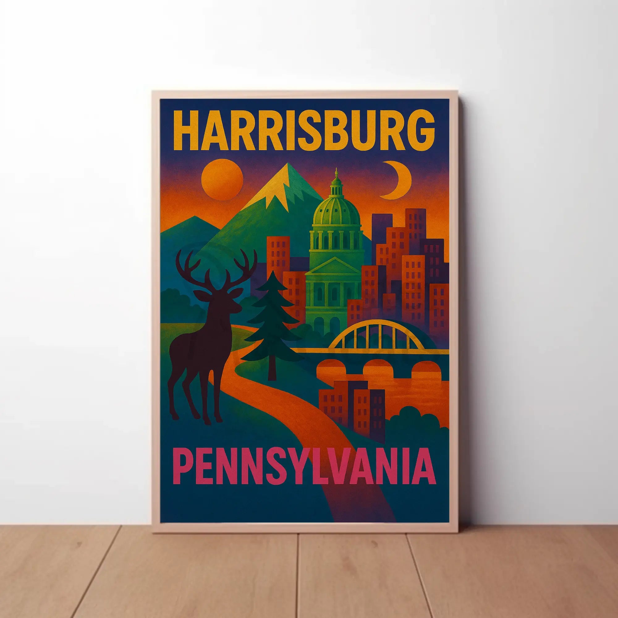 Harrisburg Pennsylvania Retro Abstract Poster PosterGoat