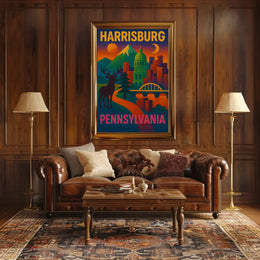 Harrisburg Pennsylvania Retro Abstract Poster PosterGoat