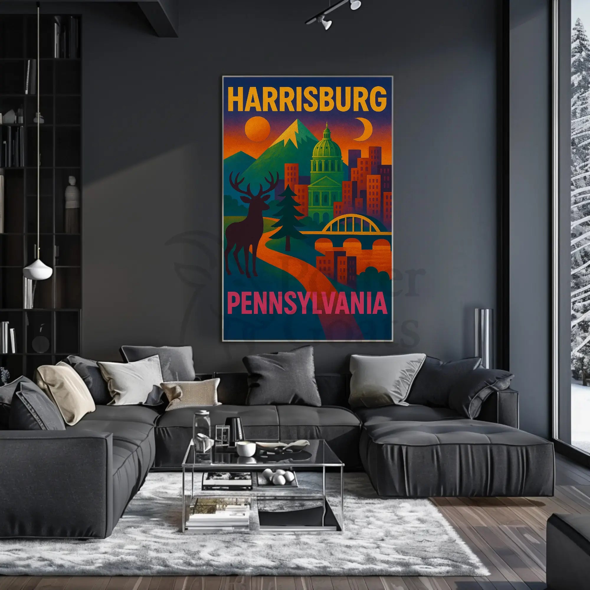 Harrisburg Pennsylvania Retro Abstract Poster PosterGoat
