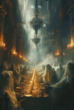 Haunting Mystical Scene in Gothic Cathedral Art Poster PosterGoat