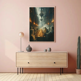 Haunting Mystical Scene in Gothic Cathedral Art Poster PosterGoat