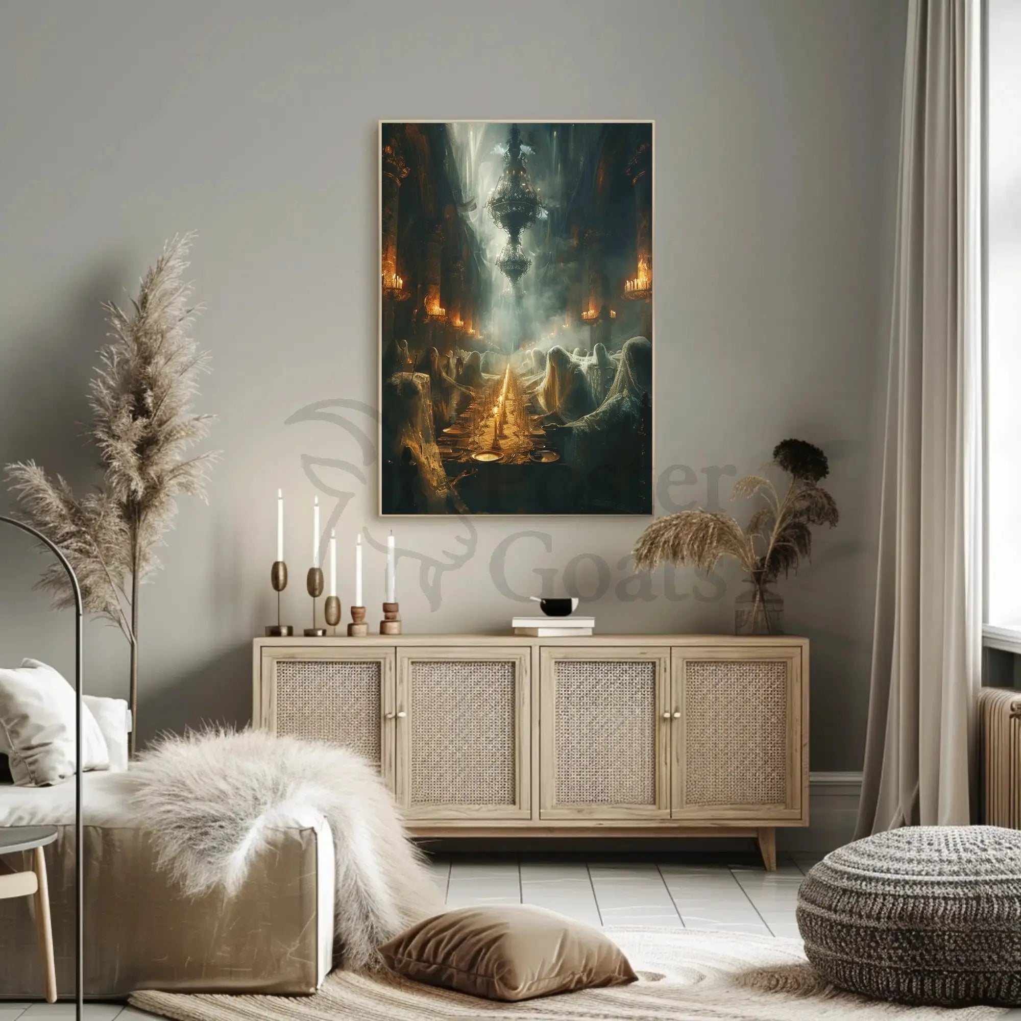 Haunting Mystical Scene in Gothic Cathedral Art Poster PosterGoat