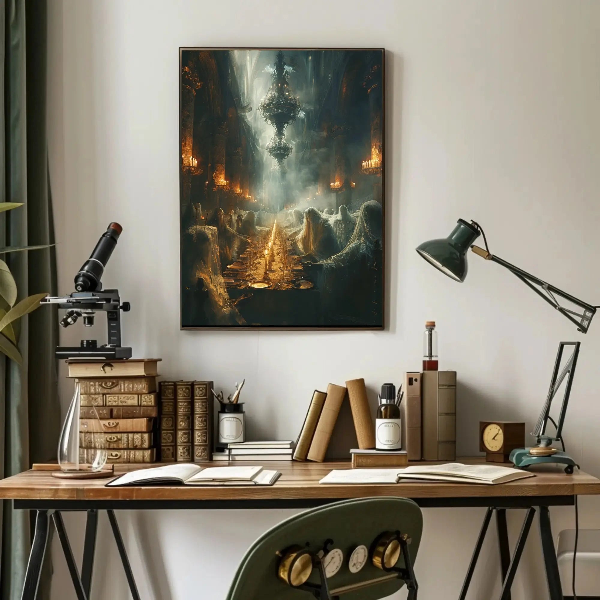 Haunting Mystical Scene in Gothic Cathedral Art Poster PosterGoat