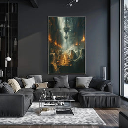 Haunting Mystical Scene in Gothic Cathedral Art Poster PosterGoat