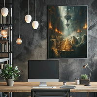 Haunting Mystical Scene in Gothic Cathedral Art Poster PosterGoat