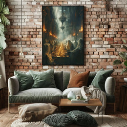 Haunting Mystical Scene in Gothic Cathedral Art Poster PosterGoat