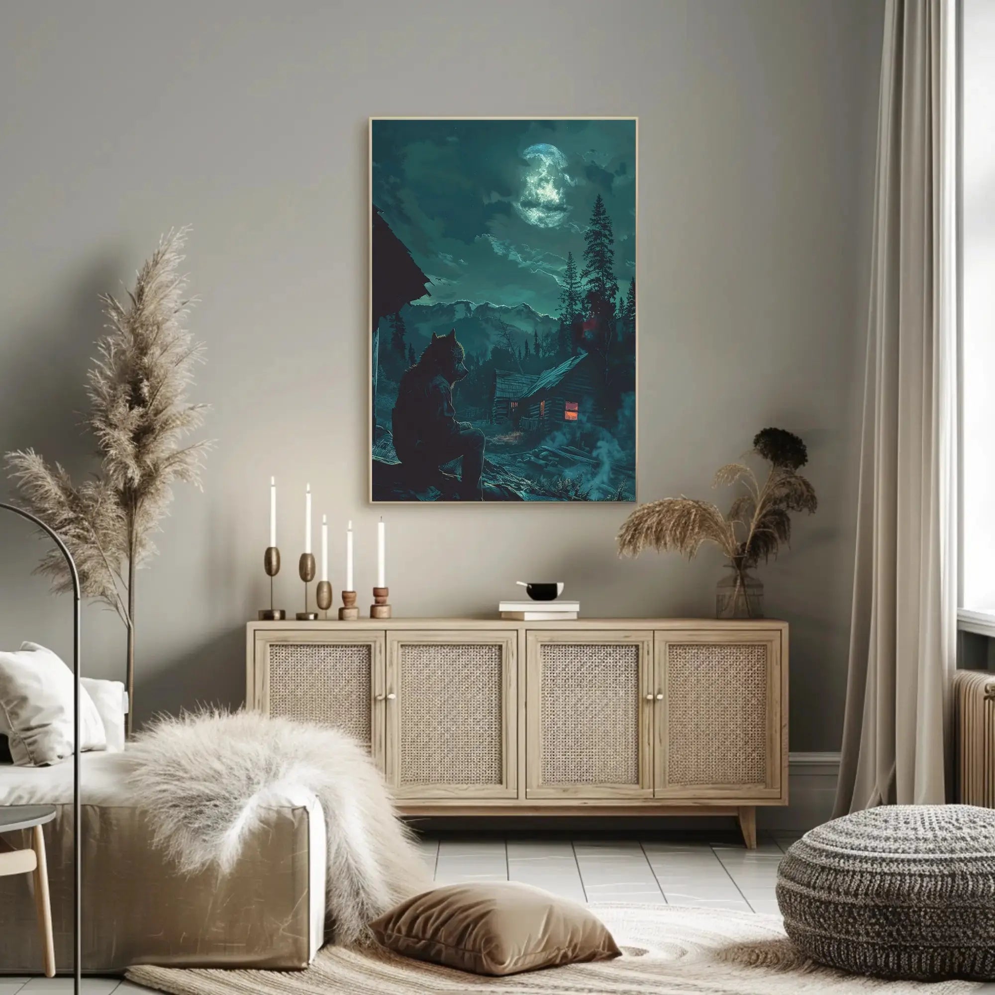 Haunting Wilderness Fusion: Animal and Nature Artistic Poster PosterGoat