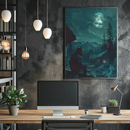 Haunting Wilderness Fusion: Animal and Nature Artistic Poster PosterGoat