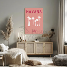 Havana Cuba Stylized Retro Travel Poster PosterGoat