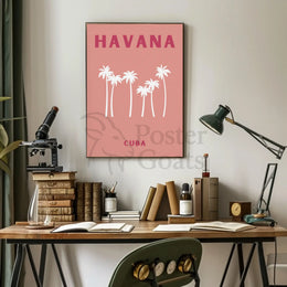Havana Cuba Stylized Retro Travel Poster PosterGoat