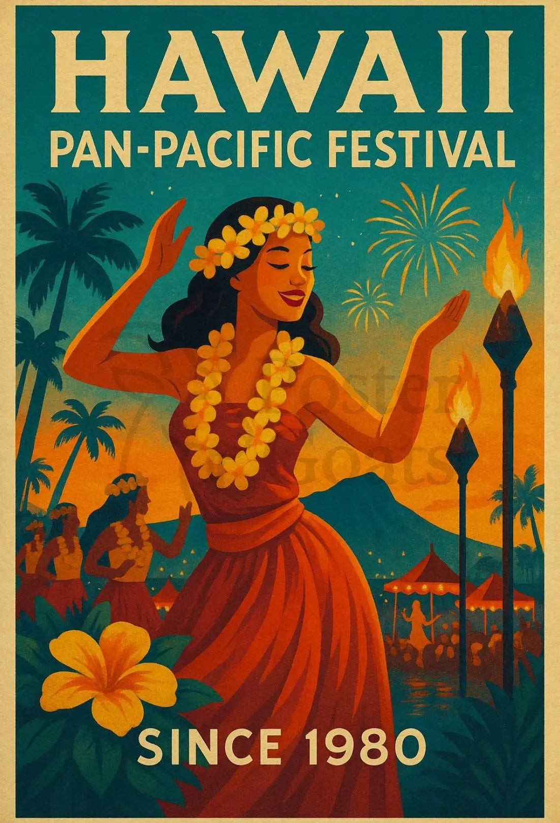 Hawaii Pan-Pacific Festival Vintage Travel Poster PosterGoat