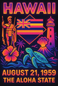 Hawaii Statehood Celebration Retro Travel Poster PosterGoat