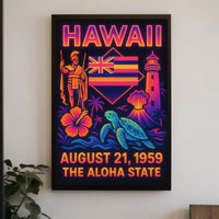 Hawaii Statehood Celebration Retro Travel Poster PosterGoat