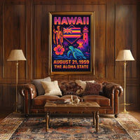 Hawaii Statehood Celebration Retro Travel Poster PosterGoat