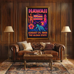 Hawaii Statehood Celebration Retro Travel Poster PosterGoat