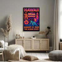 Hawaii Statehood Celebration Retro Travel Poster PosterGoat