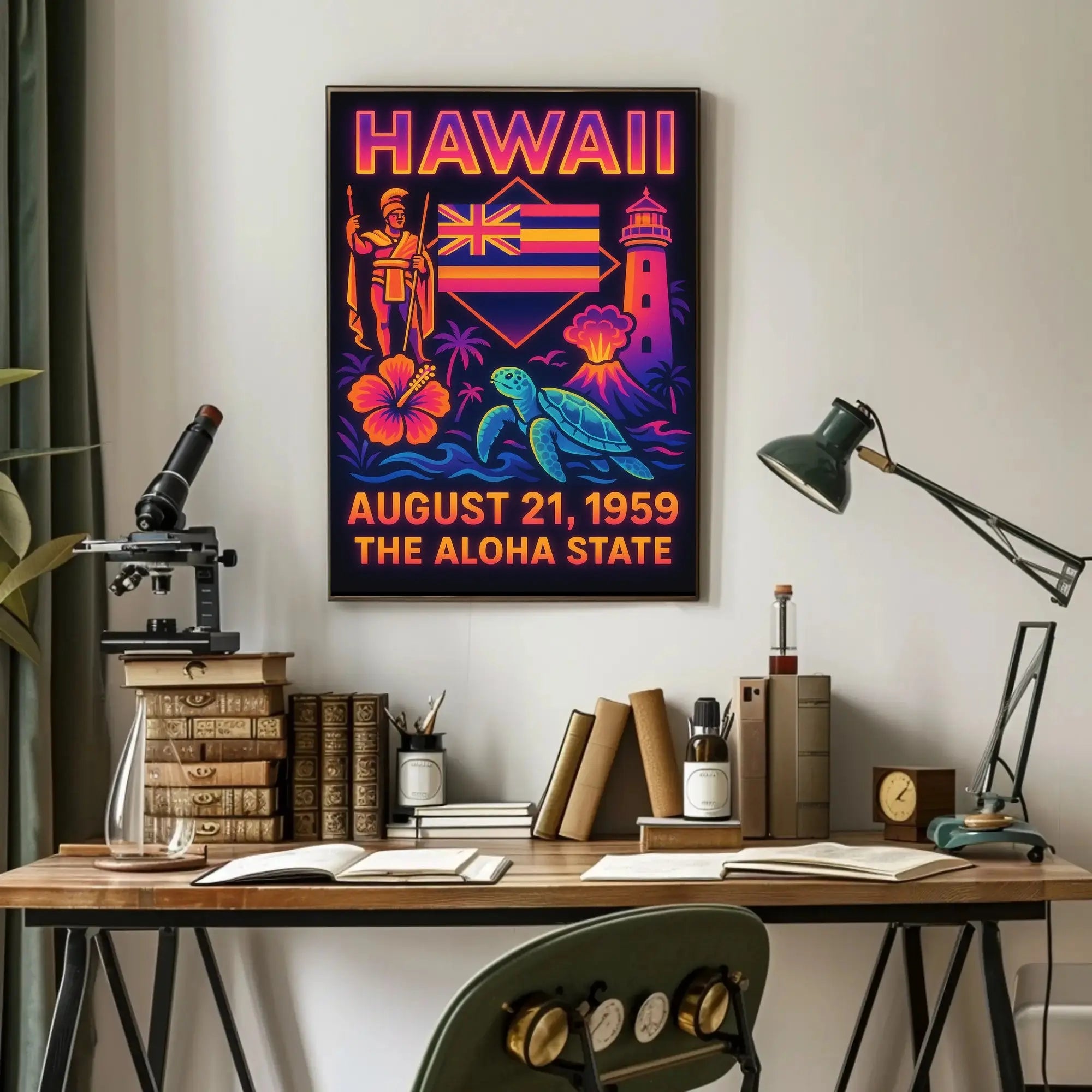 Hawaii Statehood Celebration Retro Travel Poster PosterGoat