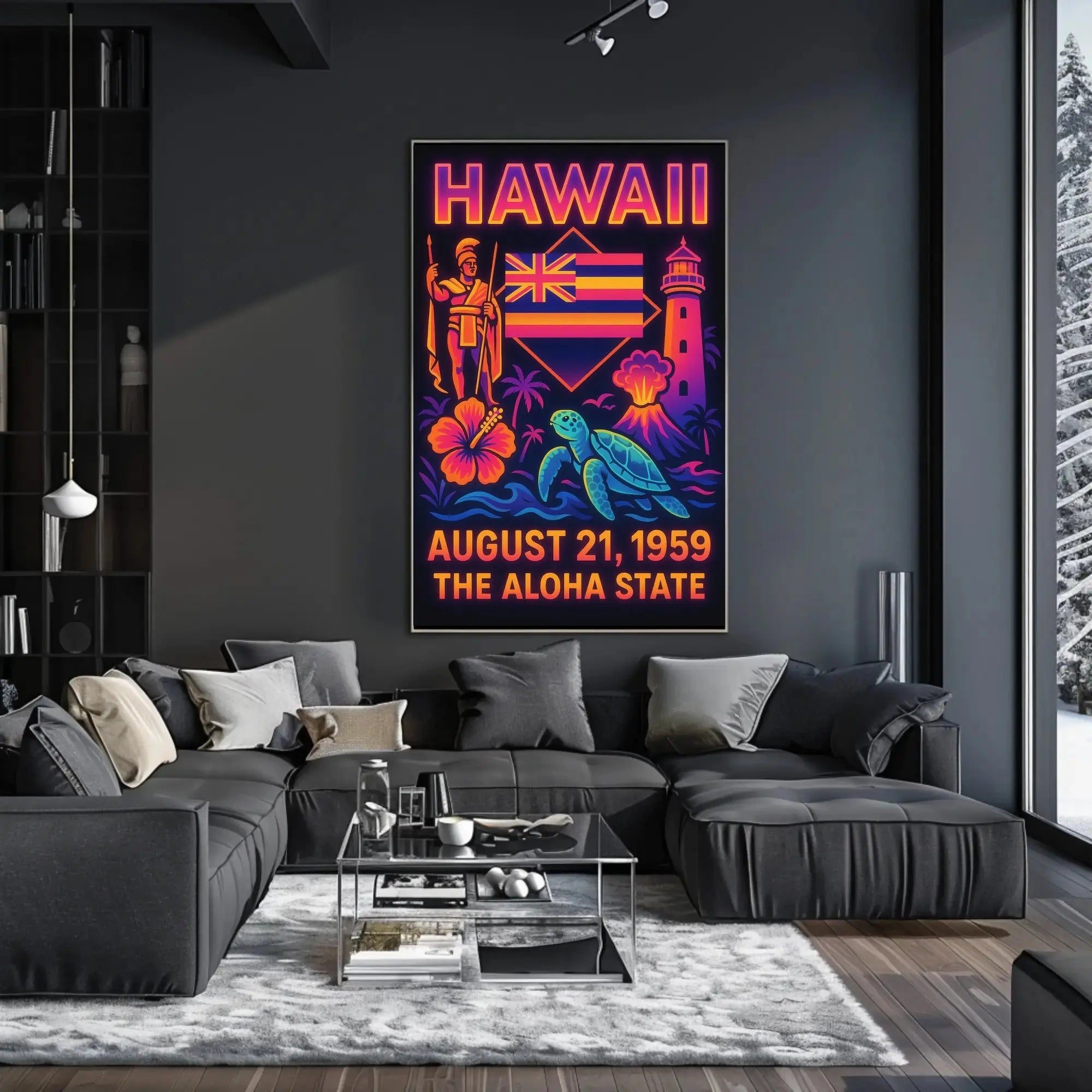 Hawaii Statehood Celebration Retro Travel Poster PosterGoat