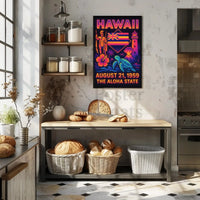 Hawaii Statehood Celebration Retro Travel Poster PosterGoat