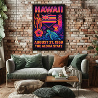 Hawaii Statehood Celebration Retro Travel Poster PosterGoat