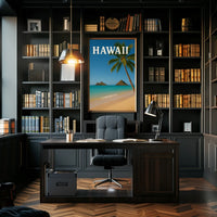 Hawaii Tropical Beach Scene Travel Poster PosterGoat