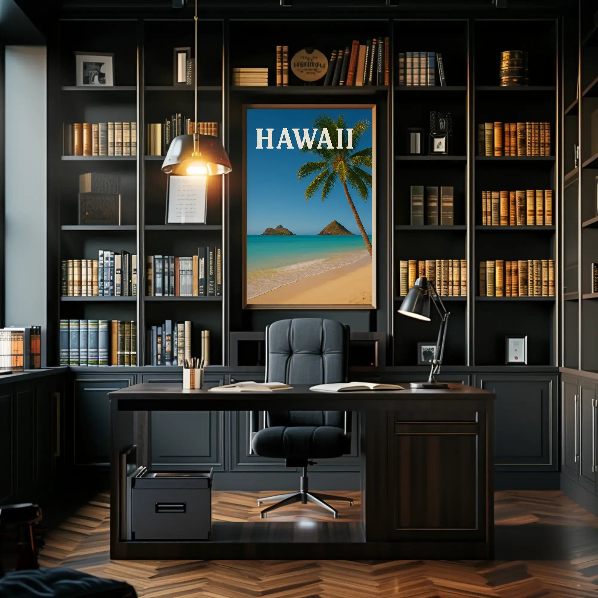 Hawaii Tropical Beach Scene Travel Poster PosterGoat