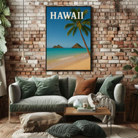 Hawaii Tropical Beach Scene Travel Poster PosterGoat