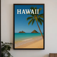 Hawaii Tropical Beach Scene Travel Poster PosterGoat