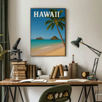 Hawaii Tropical Beach Scene Travel Poster PosterGoat