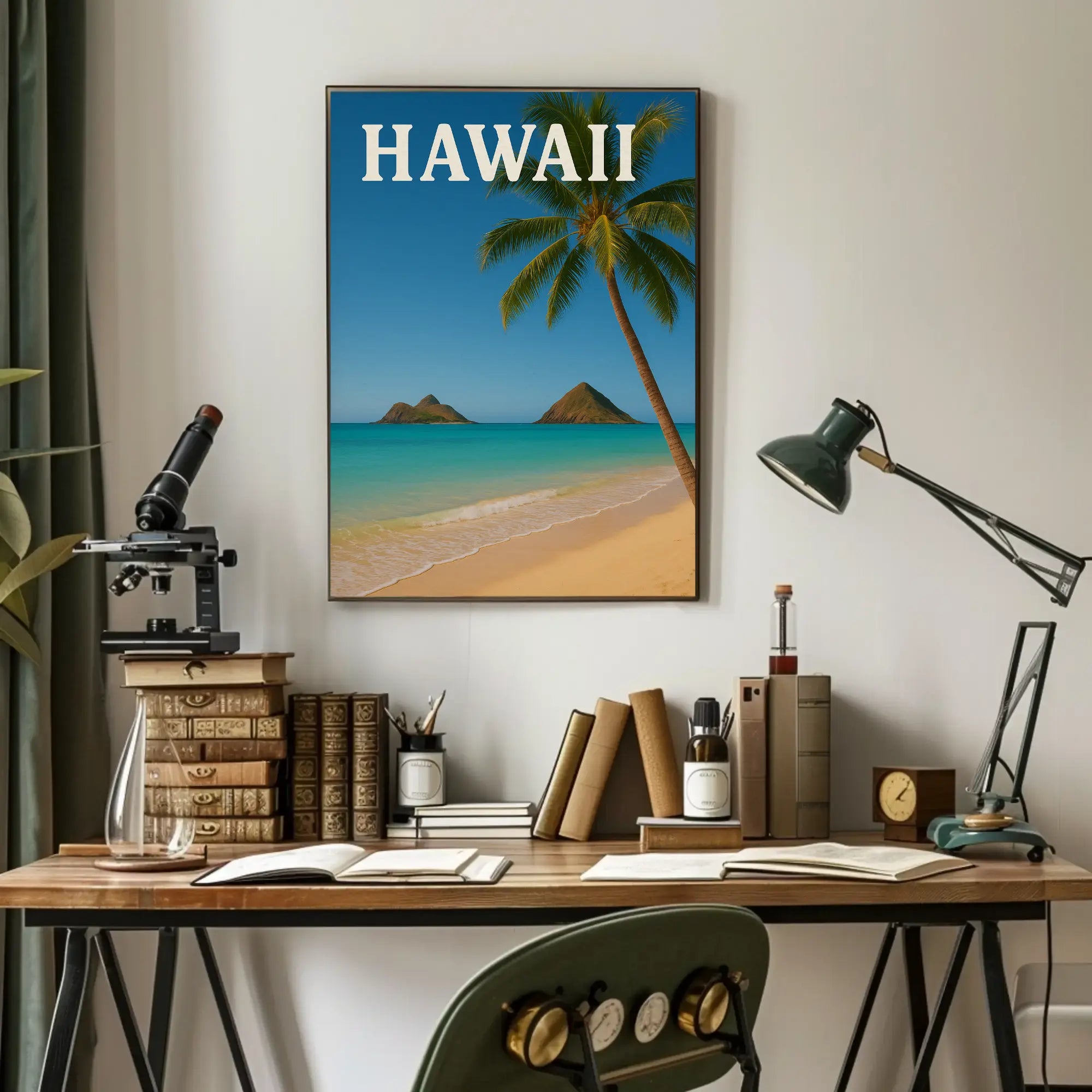 Hawaii Tropical Beach Scene Travel Poster PosterGoat