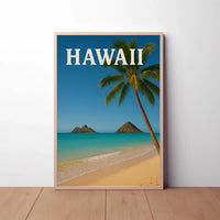 Hawaii Tropical Beach Scene Travel Poster PosterGoat