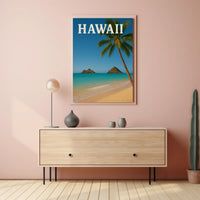Hawaii Tropical Beach Scene Travel Poster PosterGoat