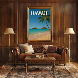 Hawaii Tropical Beach Scene Travel Poster PosterGoat