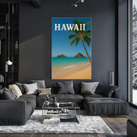 Hawaii Tropical Beach Scene Travel Poster PosterGoat