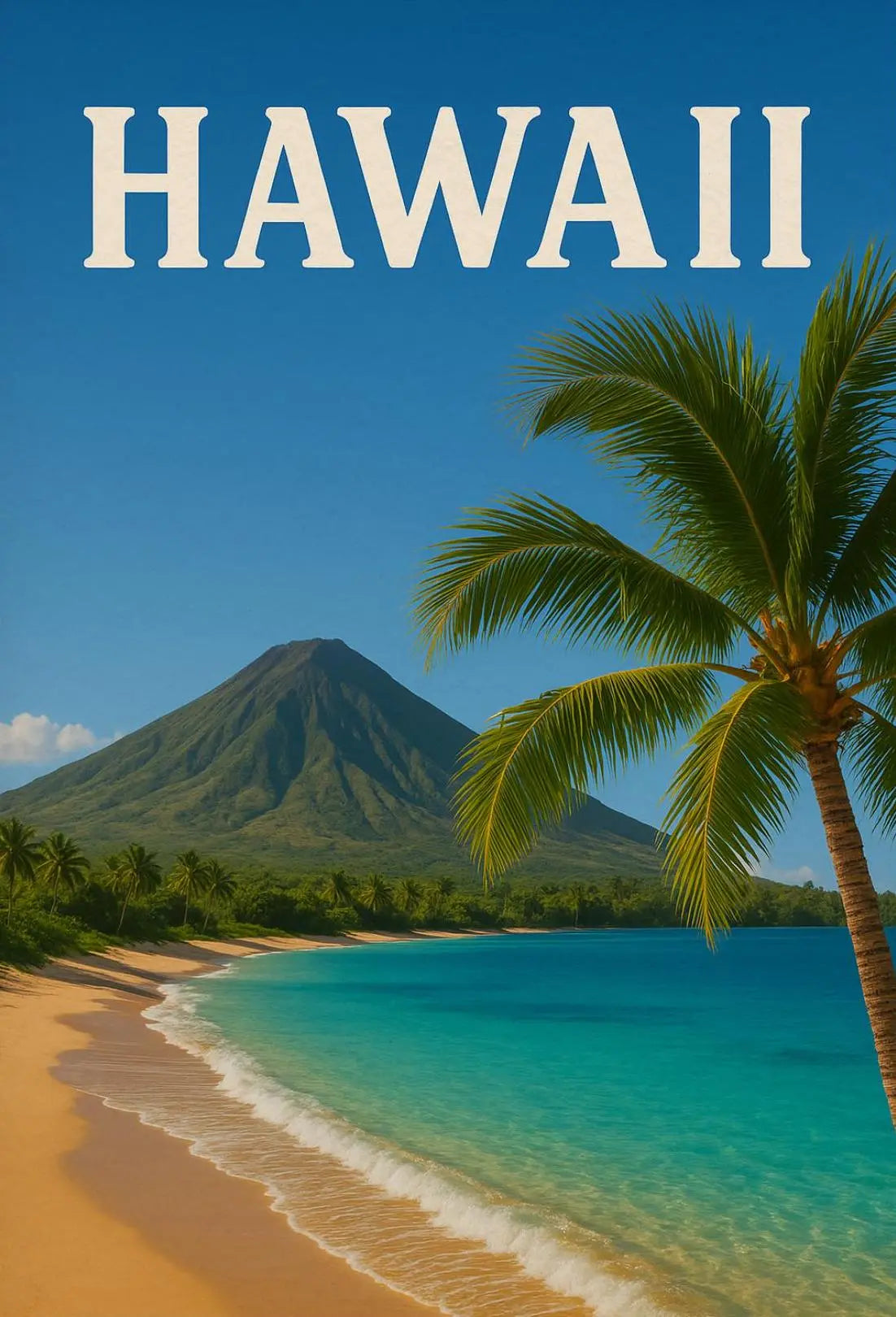 Hawaii Vintage Beach Scenic Travel Poster PosterGoat