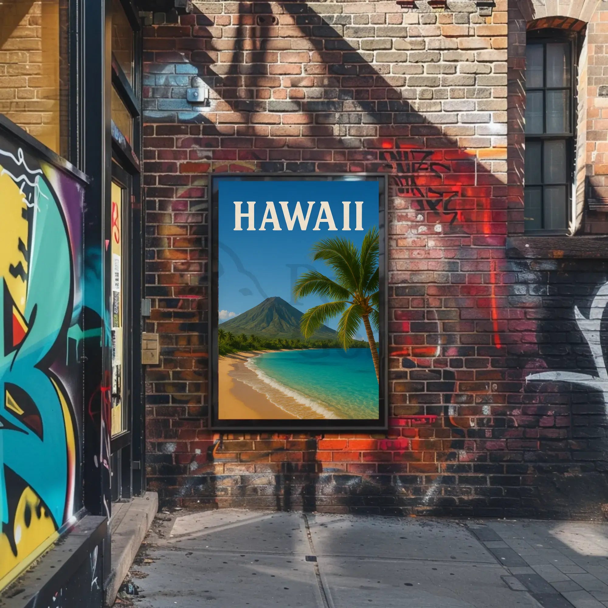 Hawaii Vintage Beach Scenic Travel Poster PosterGoat