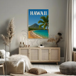 Hawaii Vintage Beach Scenic Travel Poster PosterGoat