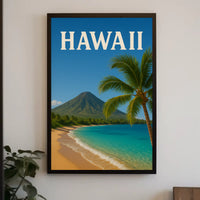 Hawaii Vintage Beach Scenic Travel Poster PosterGoat