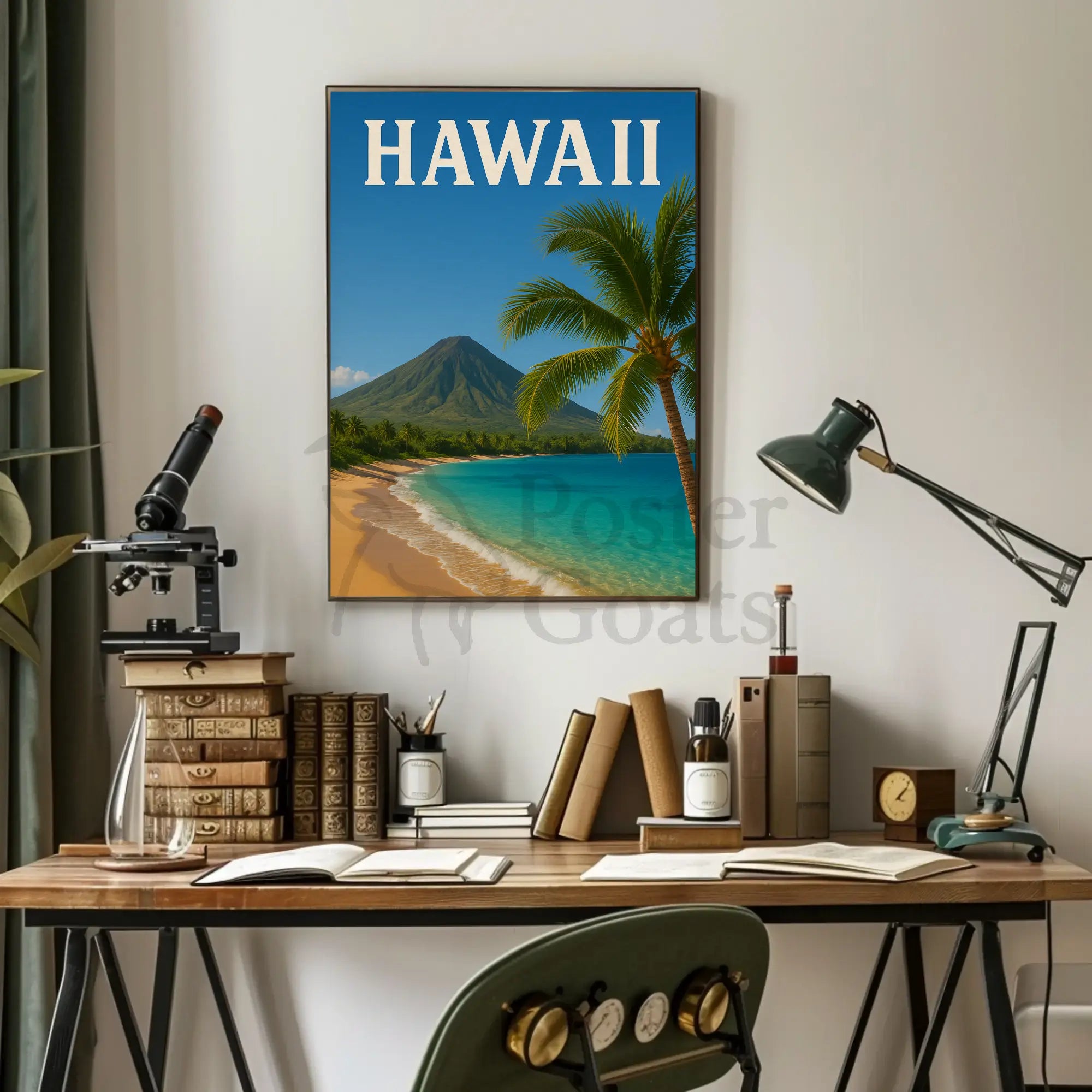 Hawaii Vintage Beach Scenic Travel Poster PosterGoat