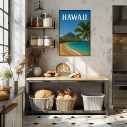 Hawaii Vintage Beach Scenic Travel Poster PosterGoat